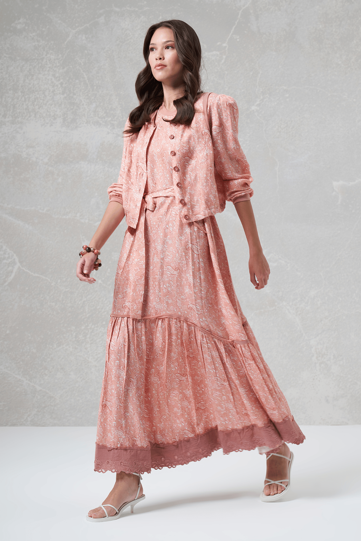 MissWhence 35803 Yelekli Elbise - Pudra