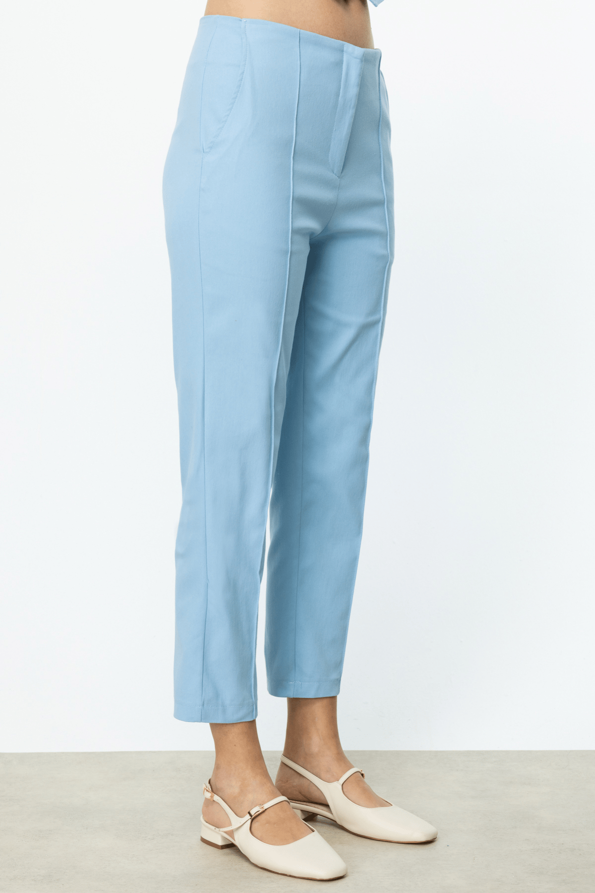 ON FASHION ÇİMALI DAR PANTOLON - MAVİ