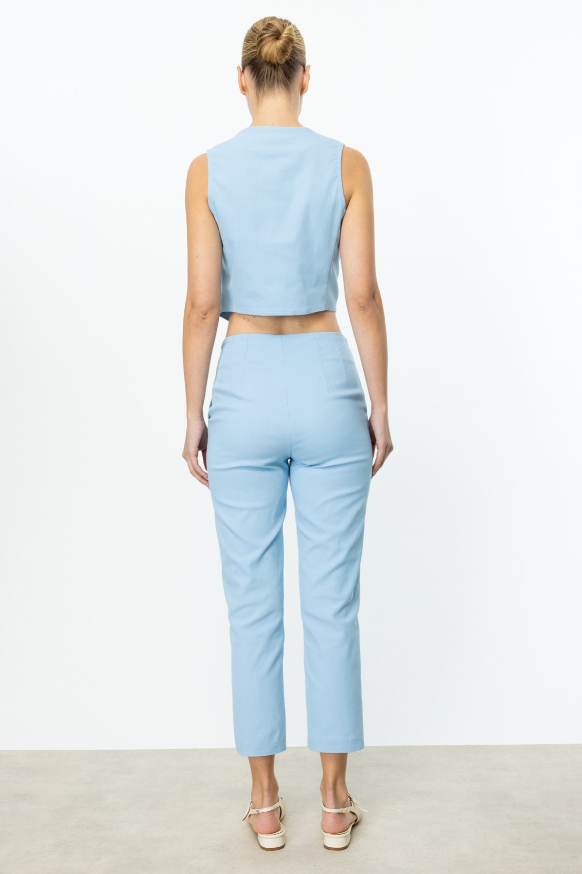 ON FASHION ÇİMALI DAR PANTOLON - MAVİ