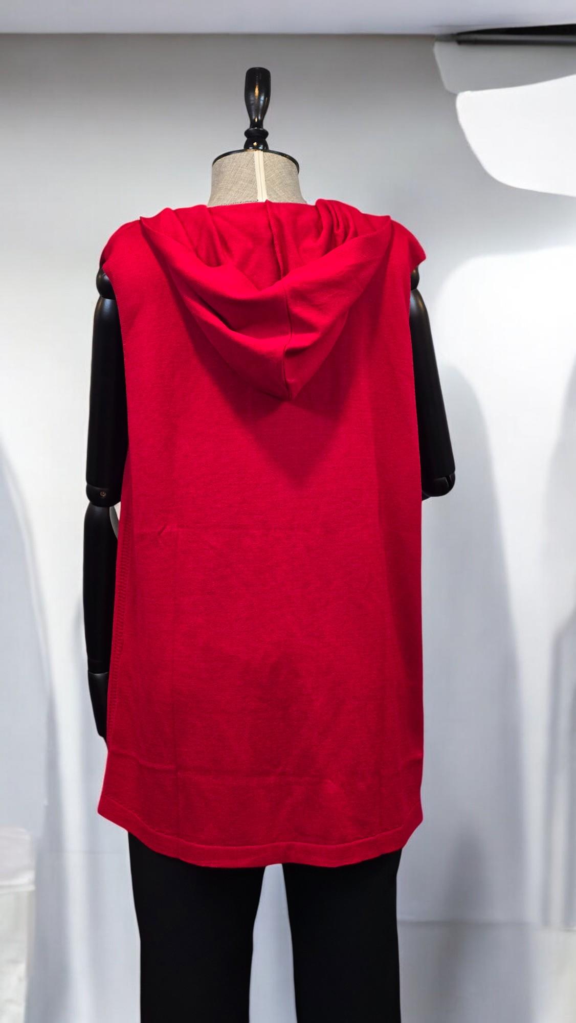 ON FASHION KAPÜŞONLU YELEK - KIRMIZI