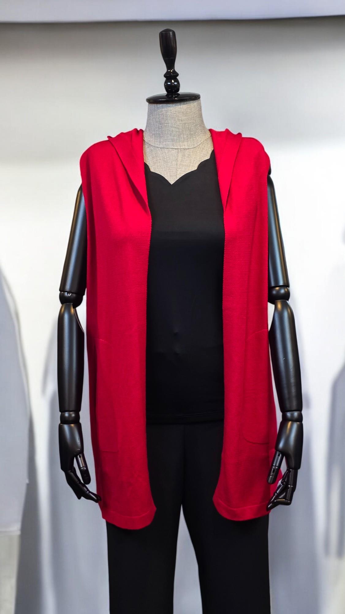 ON FASHION KAPÜŞONLU YELEK - KIRMIZI