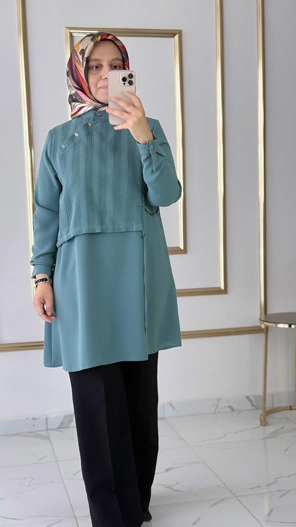 Cepken Detaylı MintYeşili Tunik FRY