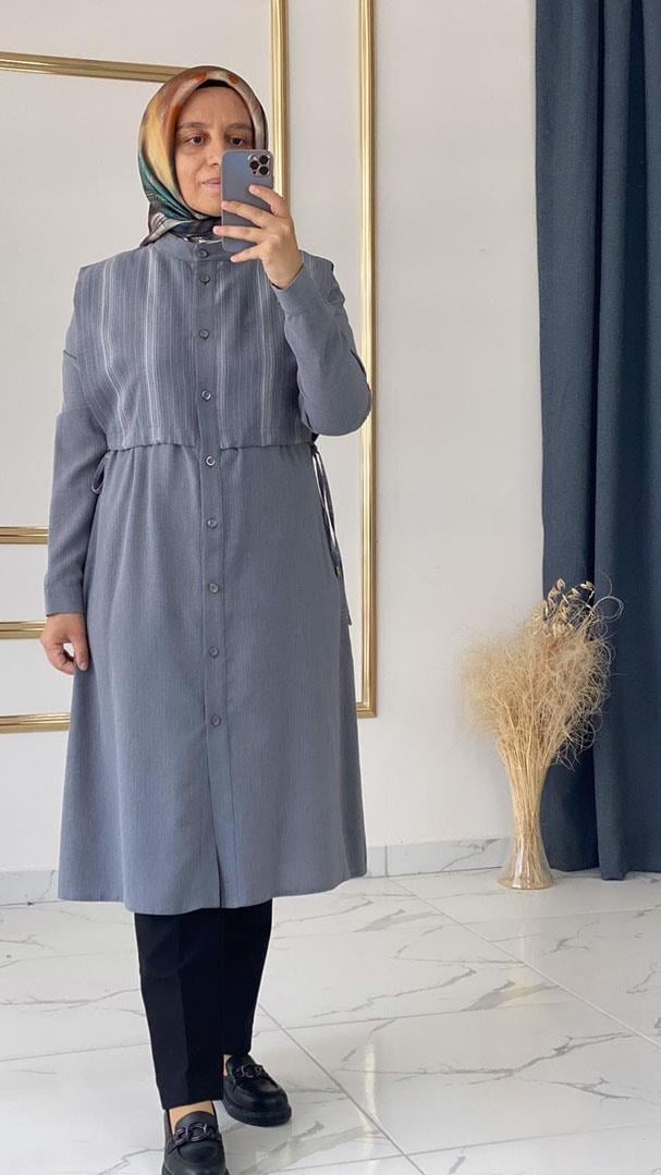 Cepken Detaylı Spor Gri Tunik FRY