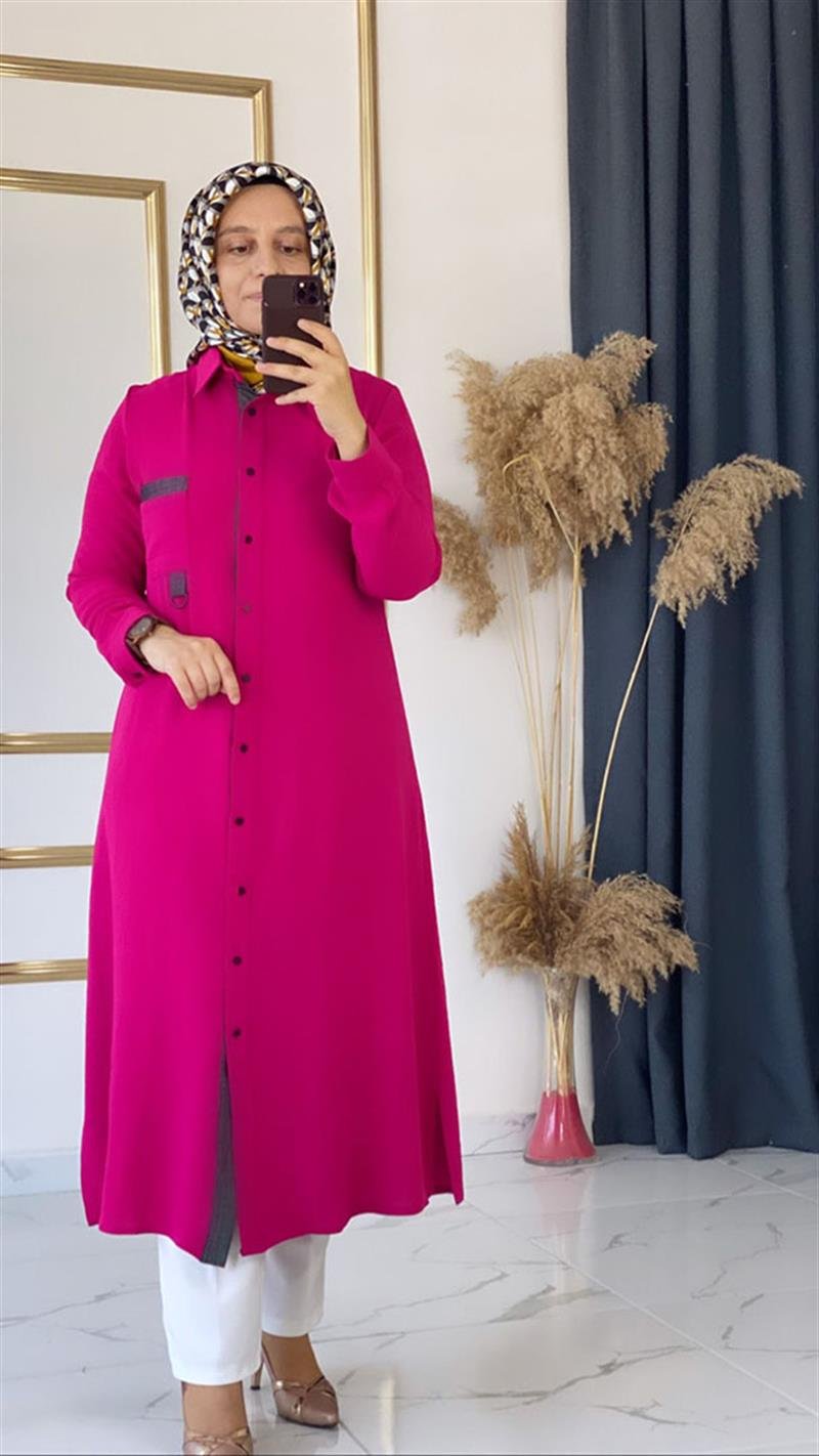 ÇÖ Cebi Tokalı Pembe Tunik FRY1332