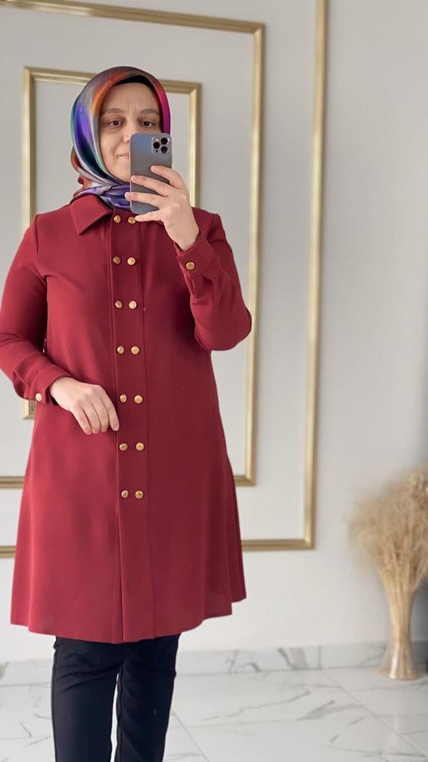 Gold Düğmeli KoyuKiremit Tunik FRY
