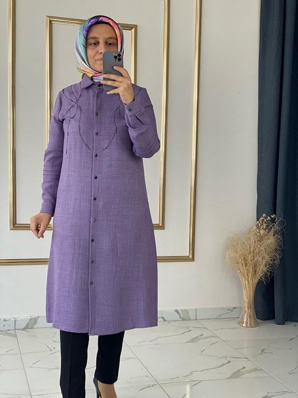 İnci Detaylı Lila Tunik FRY