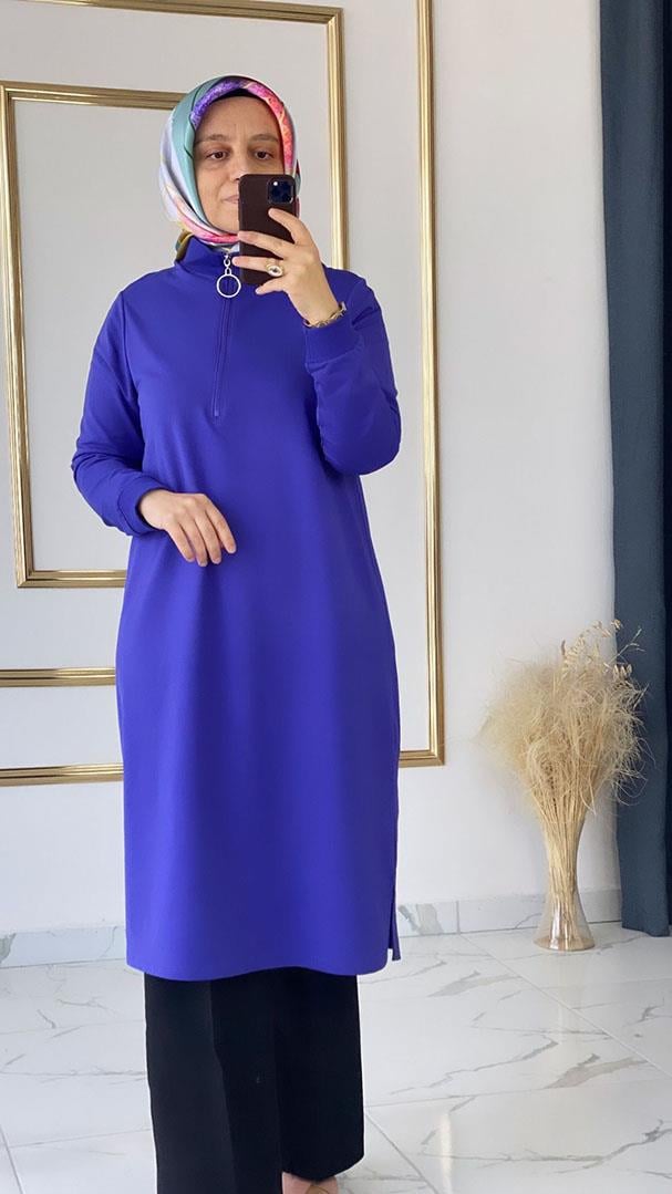 Önü Fermuarlı Mor Tunik FRYK006