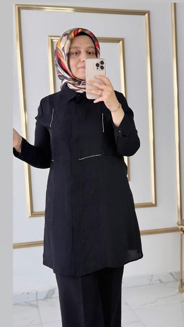 Taş Detaylı Jakarlı Tunik FRY