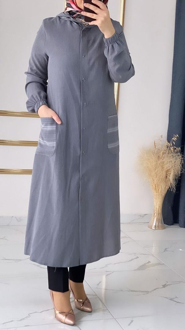 Wonna Çıtçıtlı Hafif Dokulu Gri Giyçık FRY0000