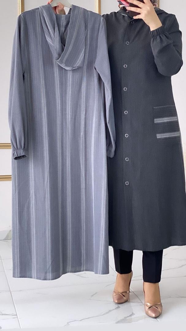 Wonna Çıtçıtlı Hafif Dokulu Gri Giyçık FRY0000