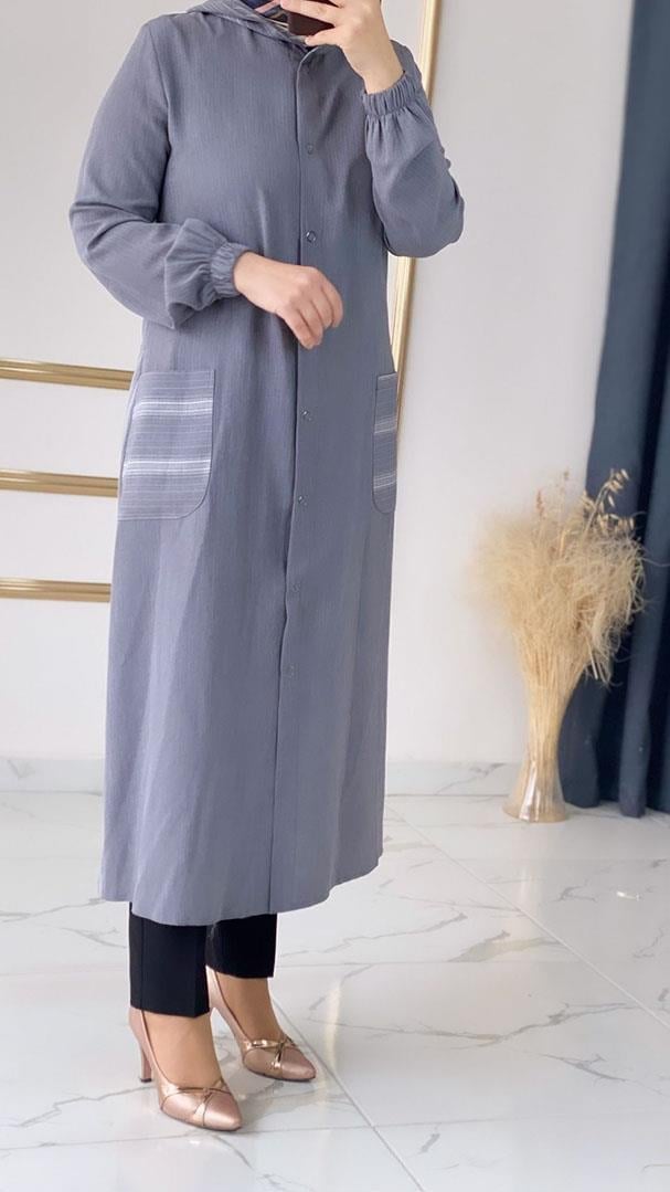 Wonna Çıtçıtlı Hafif Dokulu Gri Giyçık FRY0000
