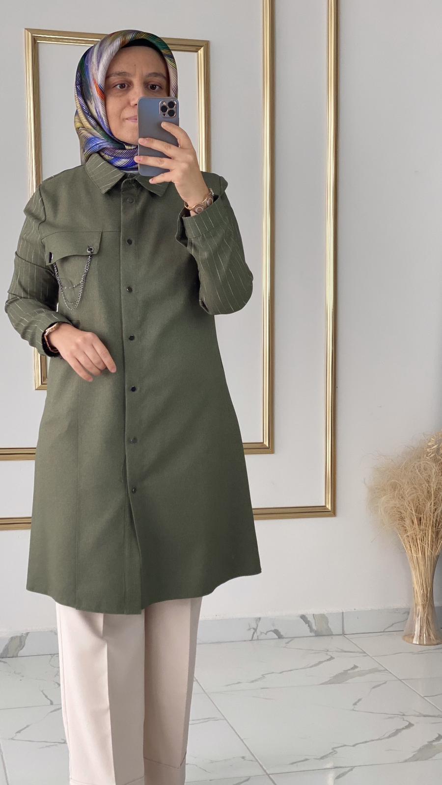 Zincir Detaylı Haki Tunik FRY2874