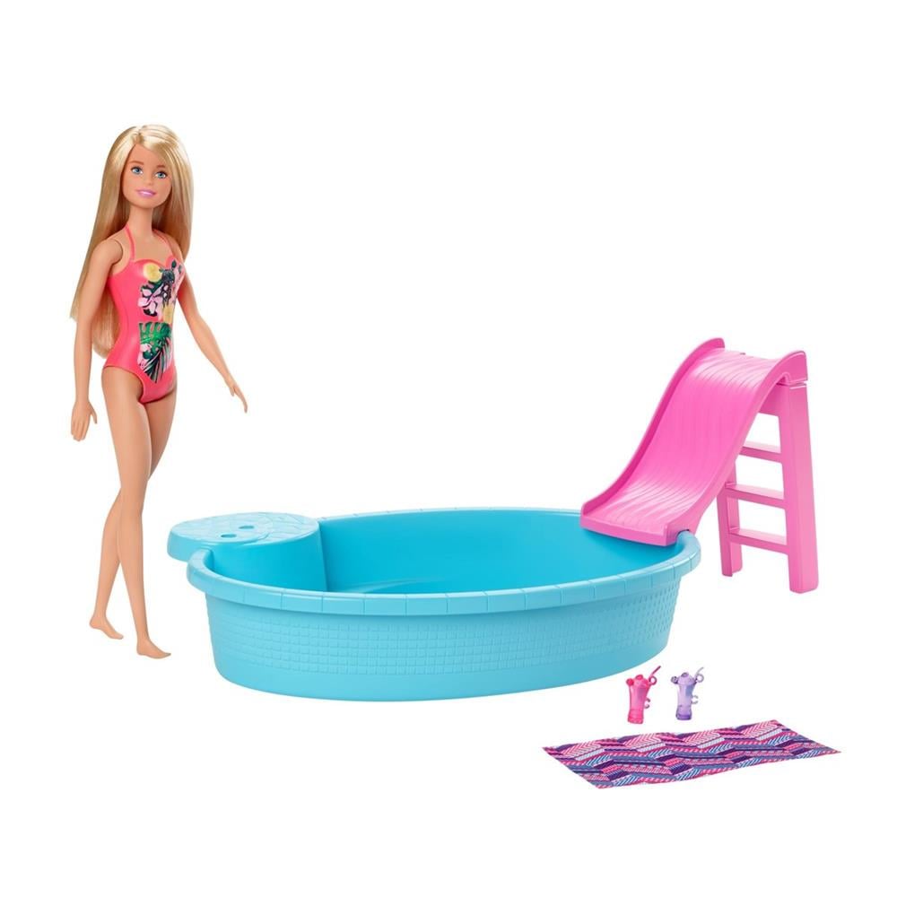 Barbie ve Eğlenceli Havuzu GHL91-Oyuncak Bebekler