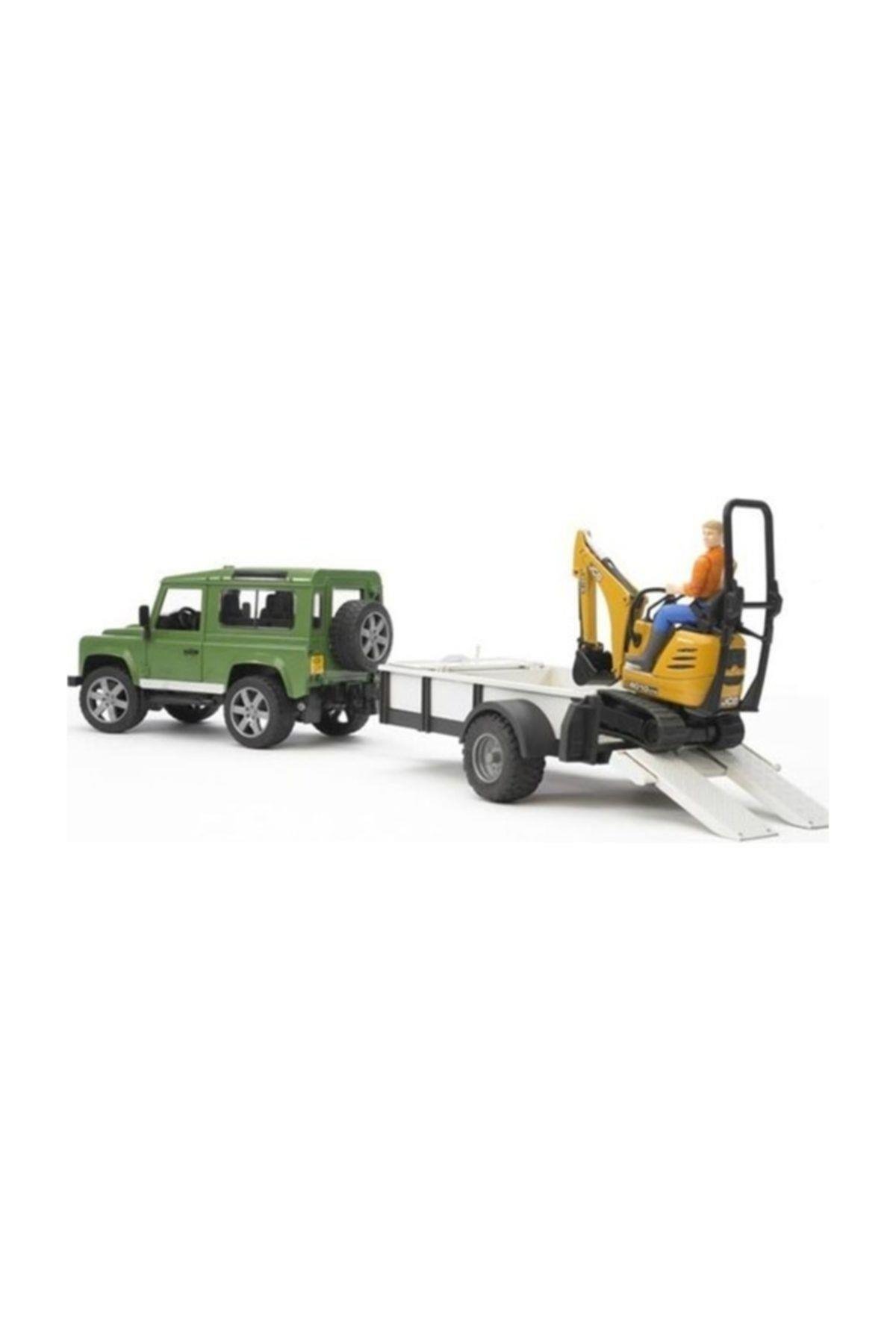 Bruder Land Rover Arazi Aracı Ve Jcb Mini Kazıcı BR02593-Oyuncak Arabalar ve Kamyonlar