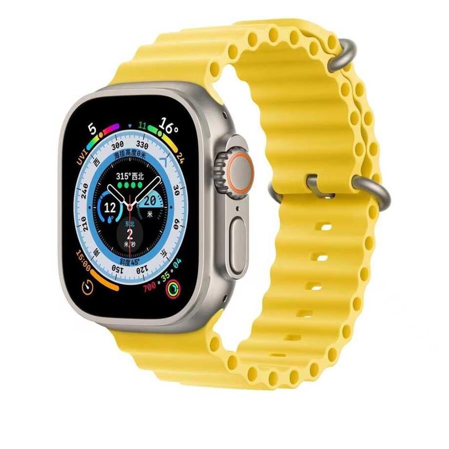  Apple Watch 44mm Zore KRD-75 Silikon Kordon  Sarı 