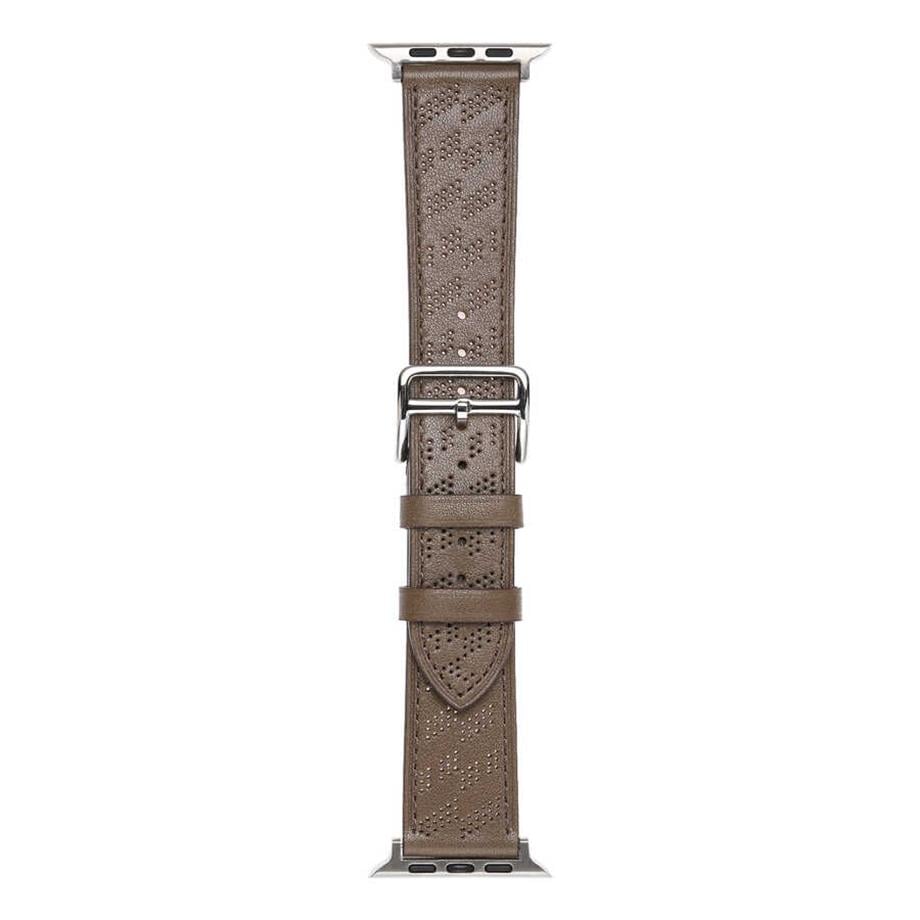  ​​​Apple Watch 7 41mm KRD-76 PU Deri Kordon Strap Kayış  Kahverengi 