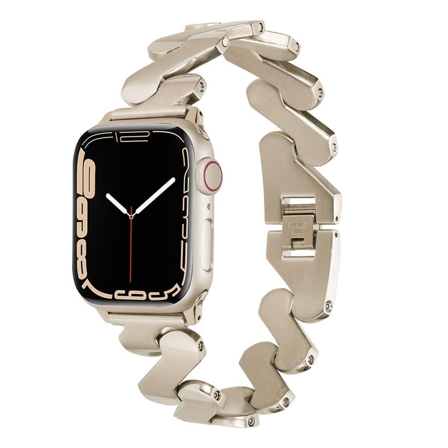  ​​​Apple Watch 7 45mm Kordon KRD-80 Metal Strap Kayış  Starlight 