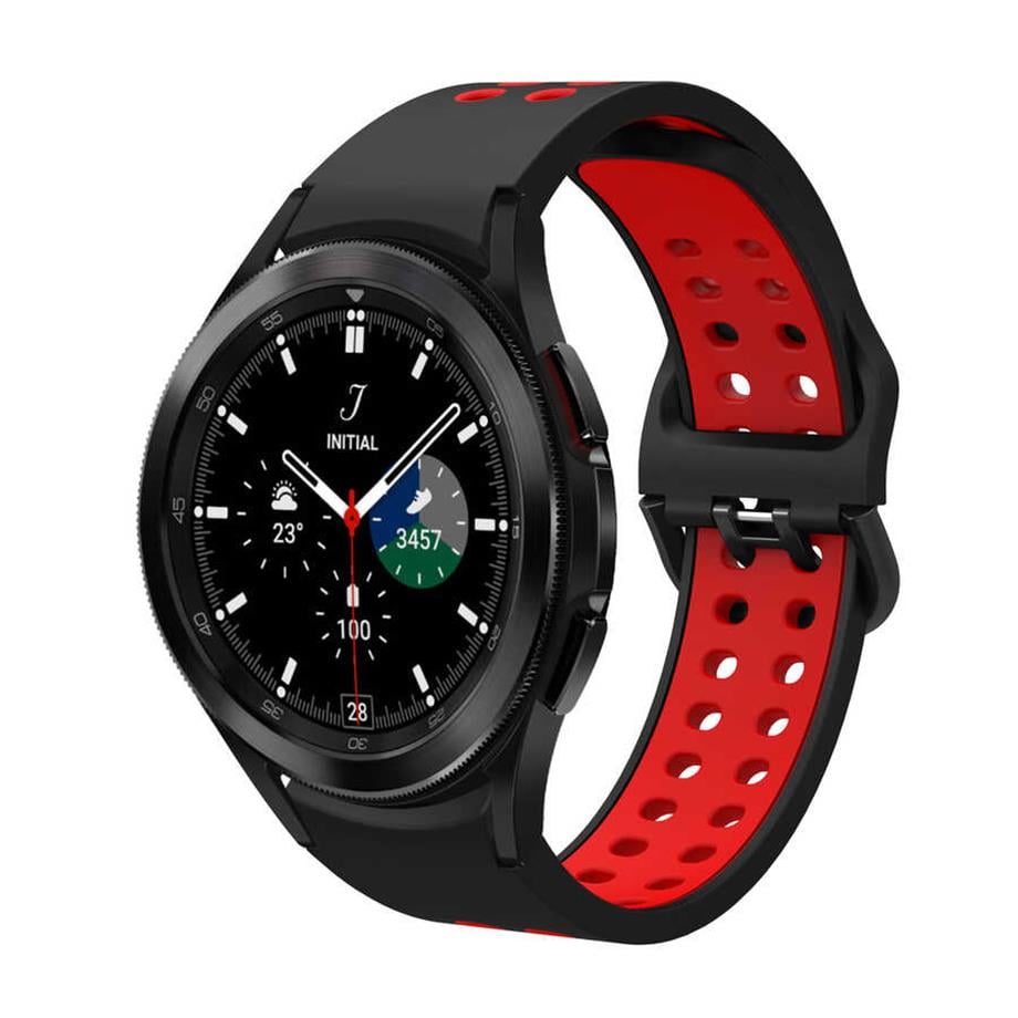  Galaxy Watch 4 40mm KRD-02 Silikon Kordon Kırmızı-Siyah