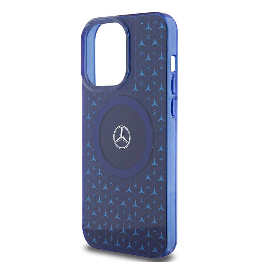  Mercedes Benz Orjinal Lisanslı Magsafe Şarj Özellikli Çift Katmanlı Mini Yıldız Desenli Kılıf Mavi Renkli
