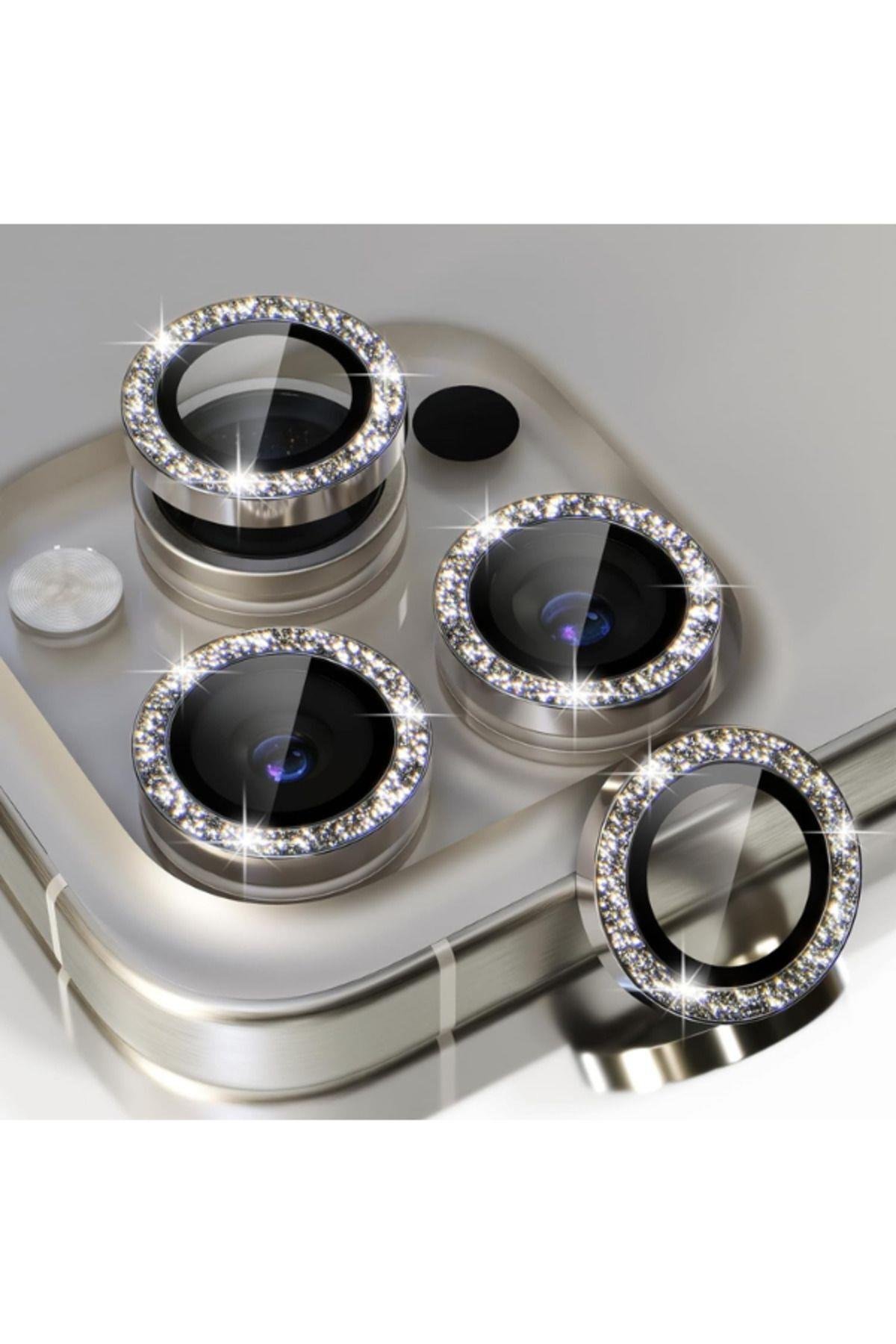 Safir Taşlı Kamera Lens Koruyucu Titanyum Renkli