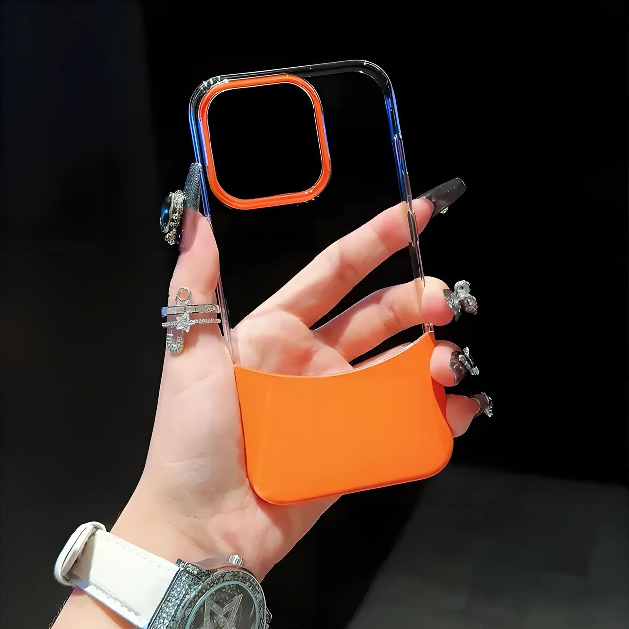 Sararmaz Çift Parçalı Tam Korumalı Sert Mika Telefon Kılıfı Turuncu Renkli