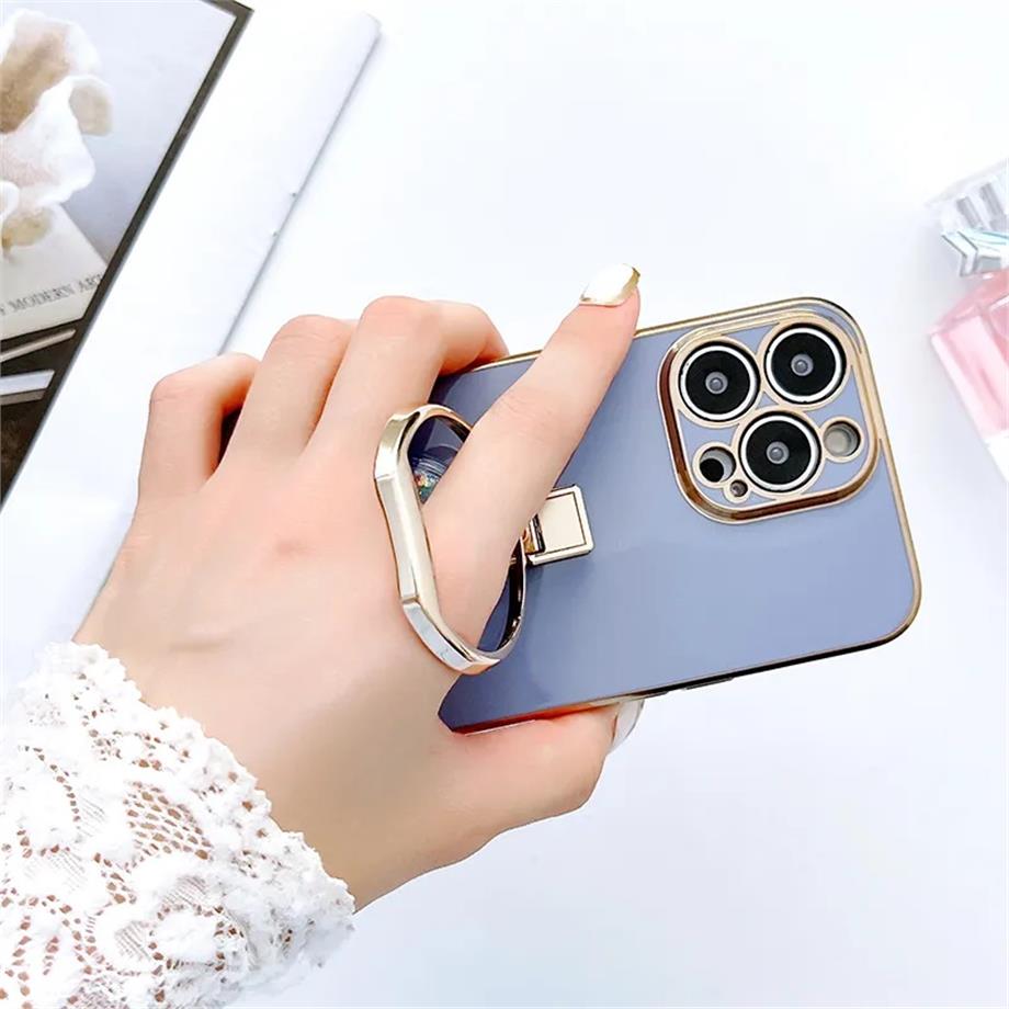 Sulu Yuvarlak Parfüm Standlı Renkli Elit Silikon Telefon Kılıfı Mor