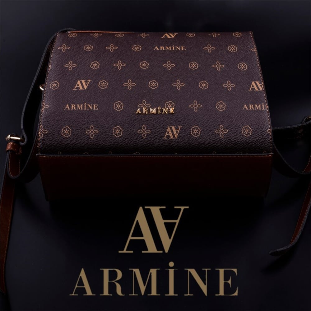 Armine Kahverengi Kadın Baskılı Çapraz Askı Günlük Çanta