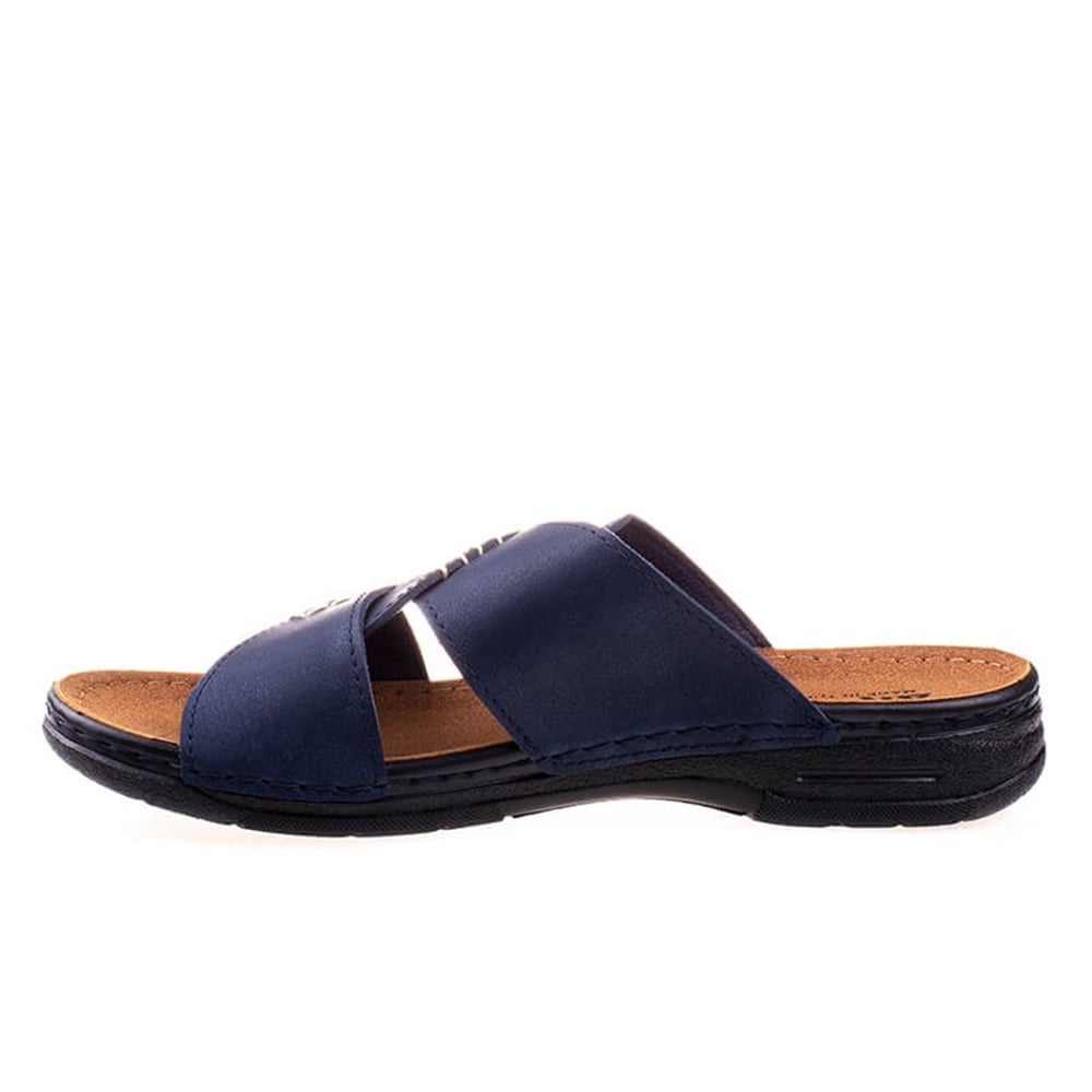 Aryan Lacivert Erkek Düz Çapraz Terlik