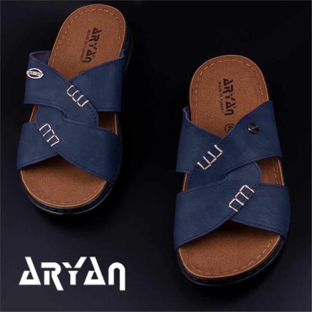 Aryan Lacivert Erkek Düz Çapraz Terlik