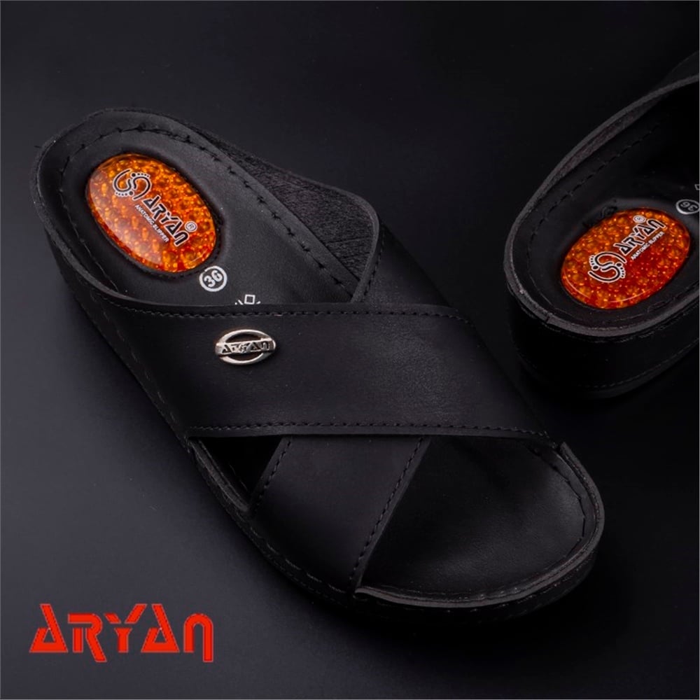 Aryan Siyah Kadın Çapraz Jel Taban Terlik