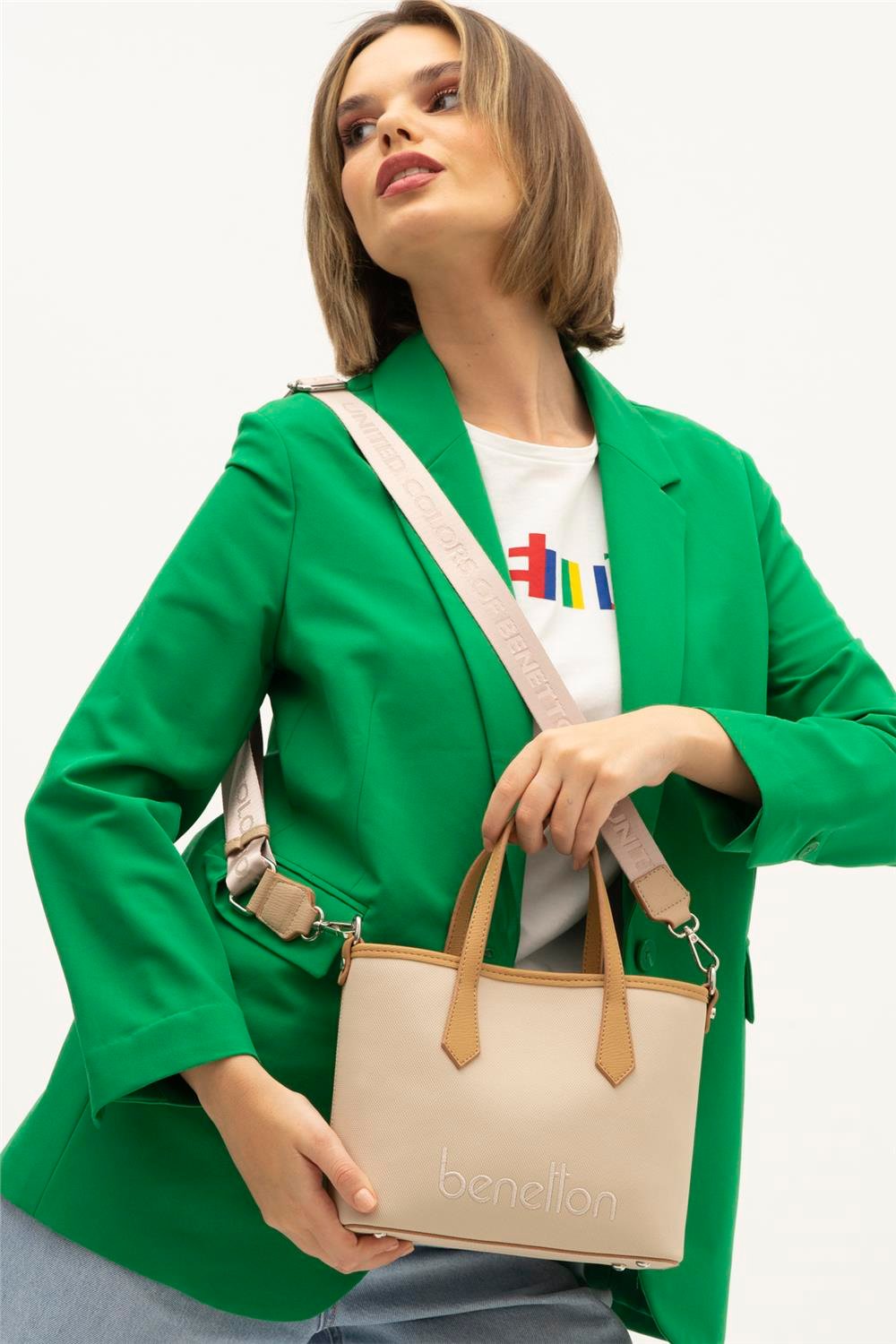 Benetton Bej  Nano Kadın Casual El Çantası BNT 1354