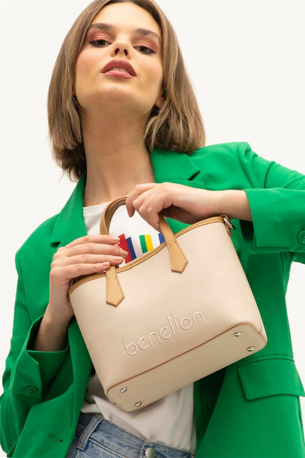 Benetton Bej  Nano Kadın Casual El Çantası BNT 1354
