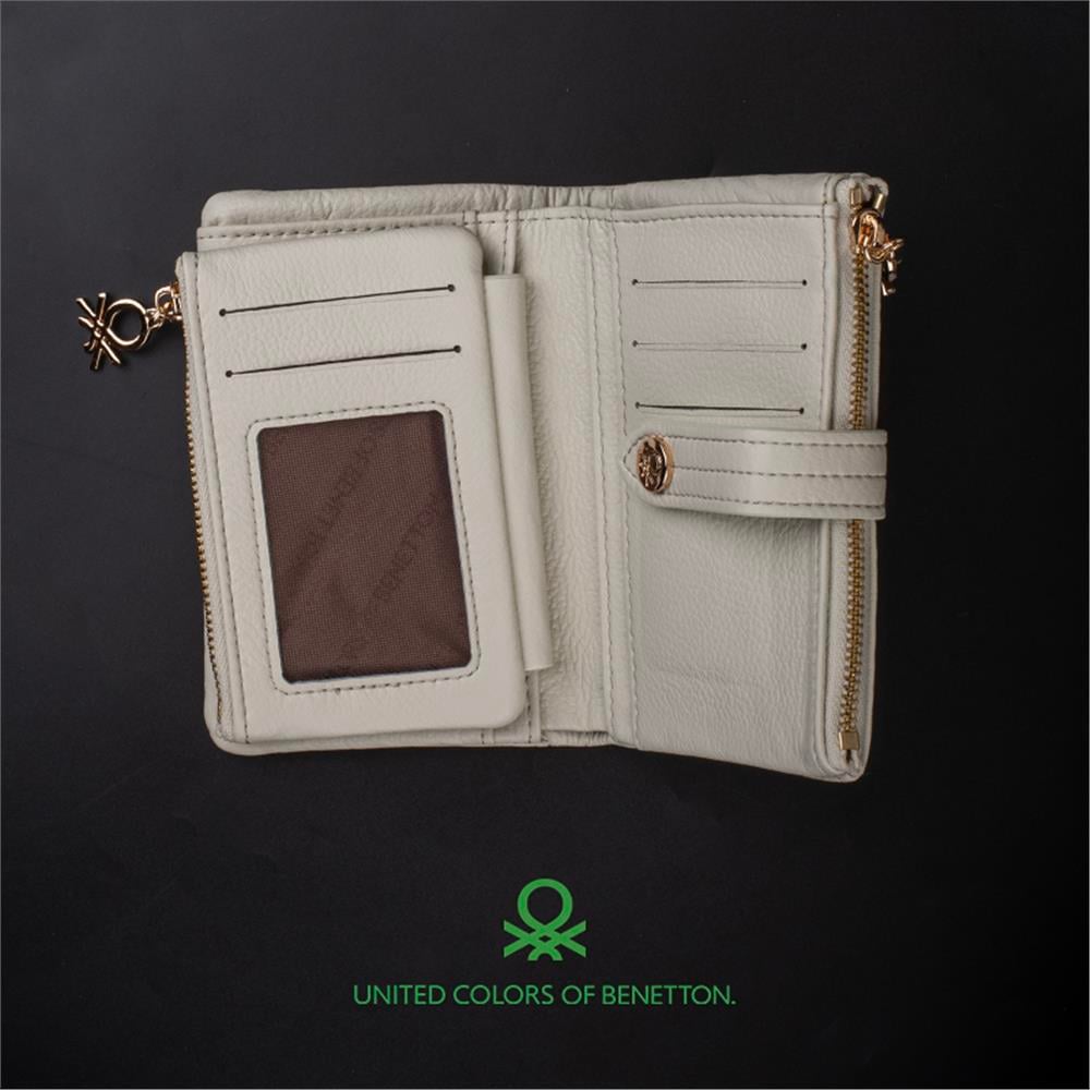 Benetton Bej  Soft Line Yumuşak Deri Kadın Orta Cüzdan BNT 1240