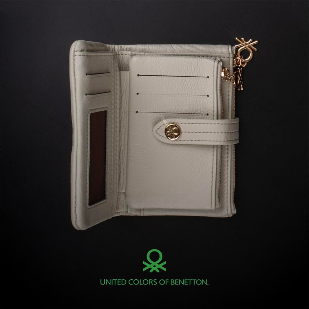 Benetton Bej  Soft Line Yumuşak Deri Kadın Orta Cüzdan BNT 1240