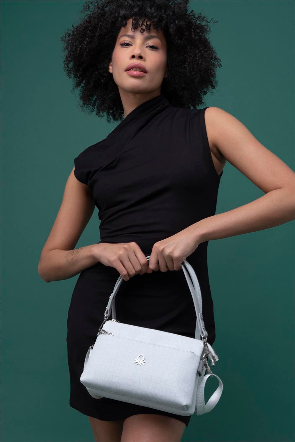 Benetton Beyaz  Çapraz Kadın Eskitme Monogram Çanta BNT 1295