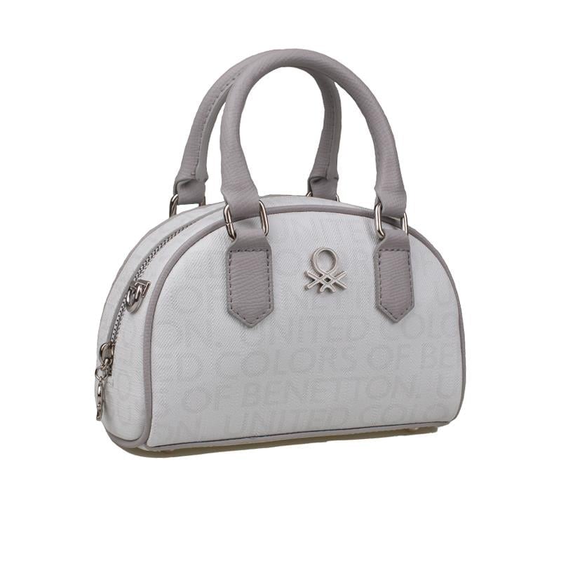 Benetton Beyaz  Mini Boy Monogram Eskitme Kadın El Çantası BNT1602