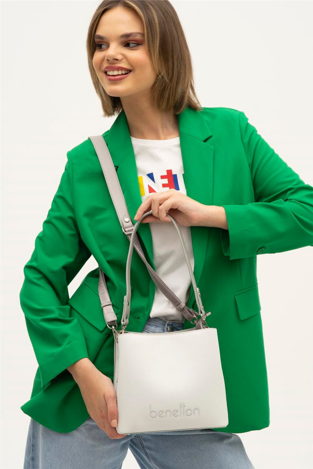 Benetton Beyaz  Nano Kadın Çapraz Çanta BNT 1367