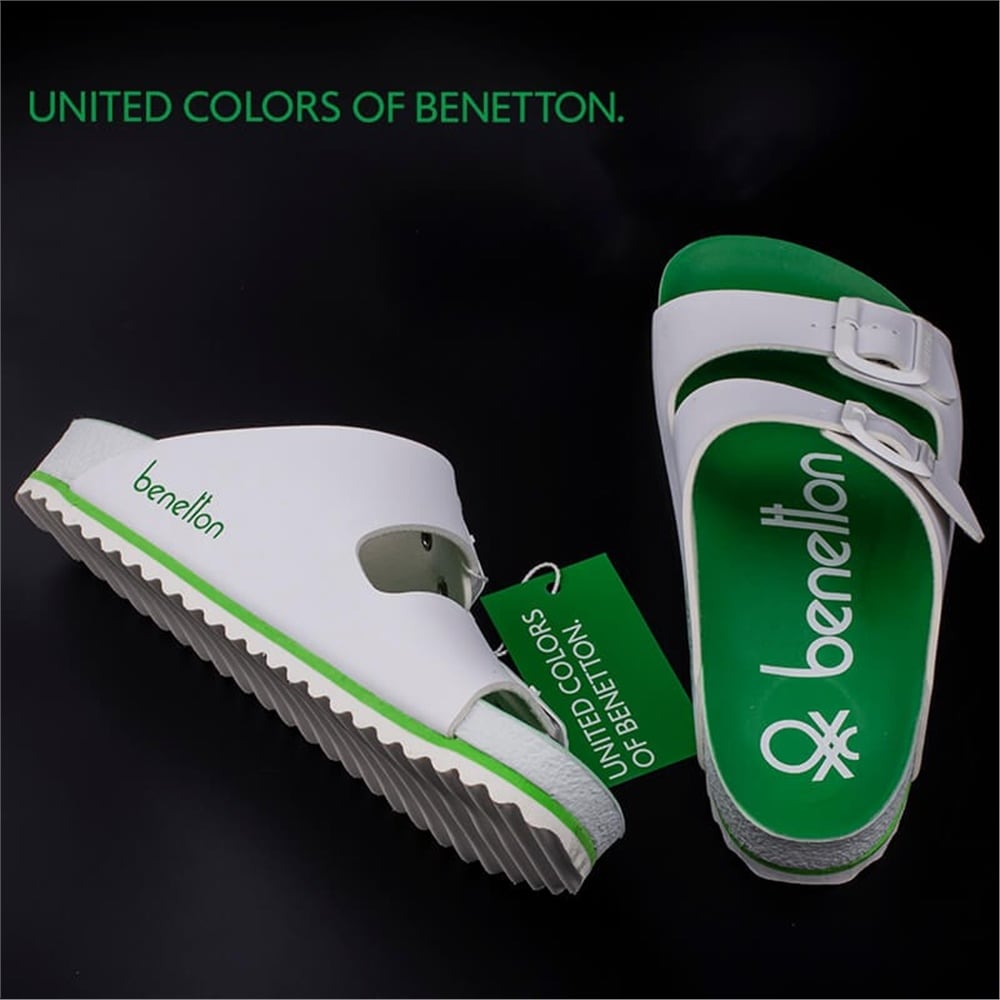 Benetton Beyaz Unisex Çift Kemer Terlik BN-1084