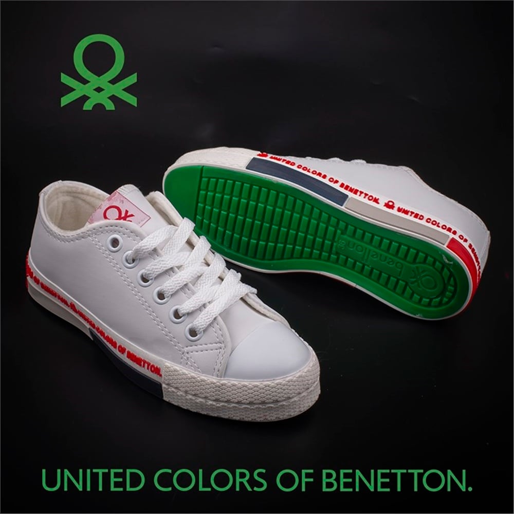 Benetton Beyaz Unisex Kısa Suni Deri Mevsimlik Spor