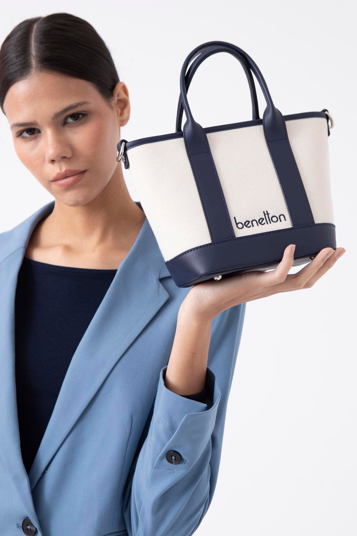 Benetton Lacivert  Kadın Cotton Hasır El Çantası BNT 1539