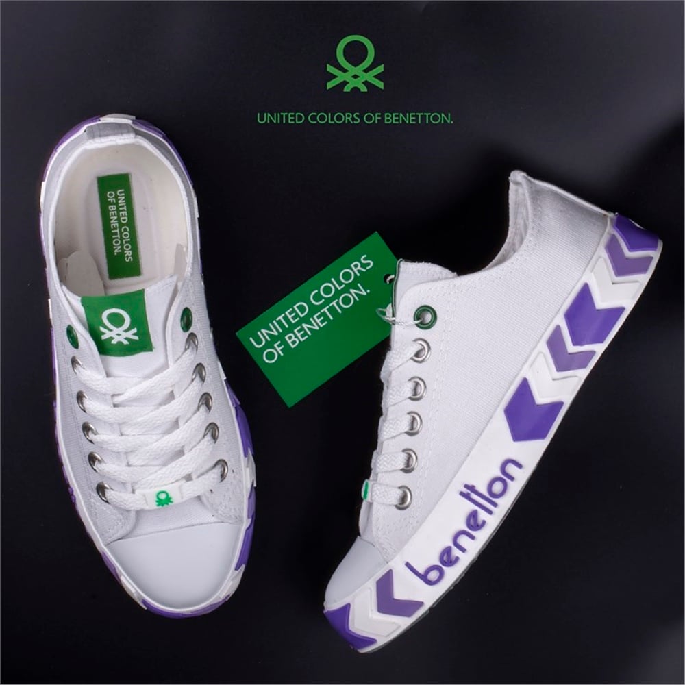 Benetton Lila Kadın Çizgili Spor Ayakkabı BN-30620