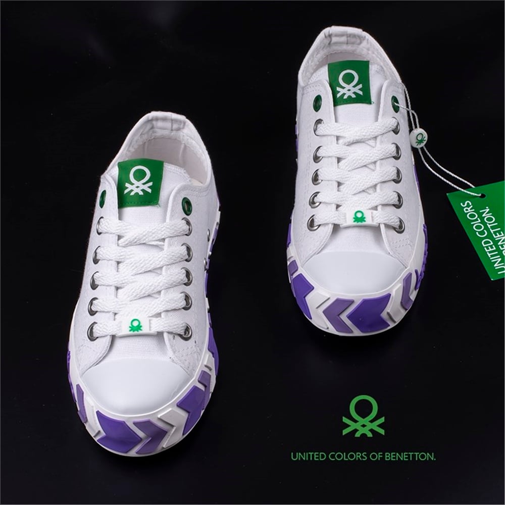 Benetton Lila Kadın Çizgili Spor Ayakkabı BN-30620