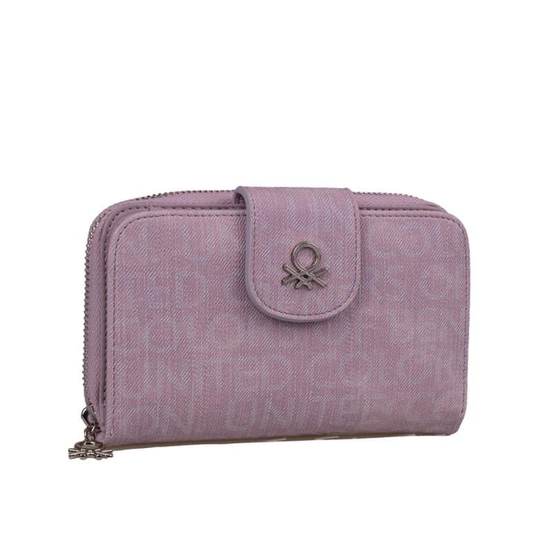 Benetton Lila  Monogram Eskitme Geniş Kadın Cüzdan BNT 1301