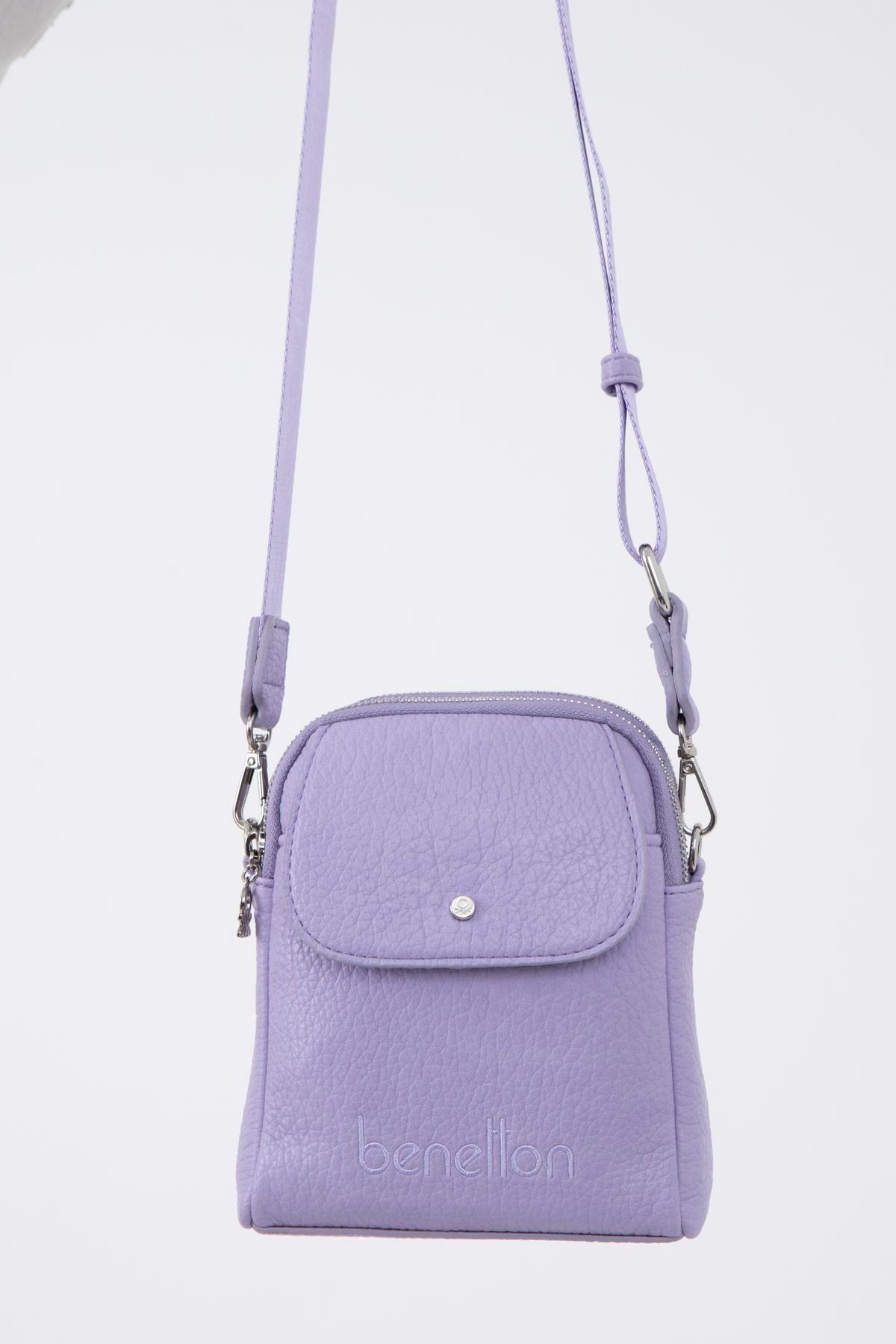 Benetton Lila  Soft Line Deri Kadın Kol Çantası BNT 1479