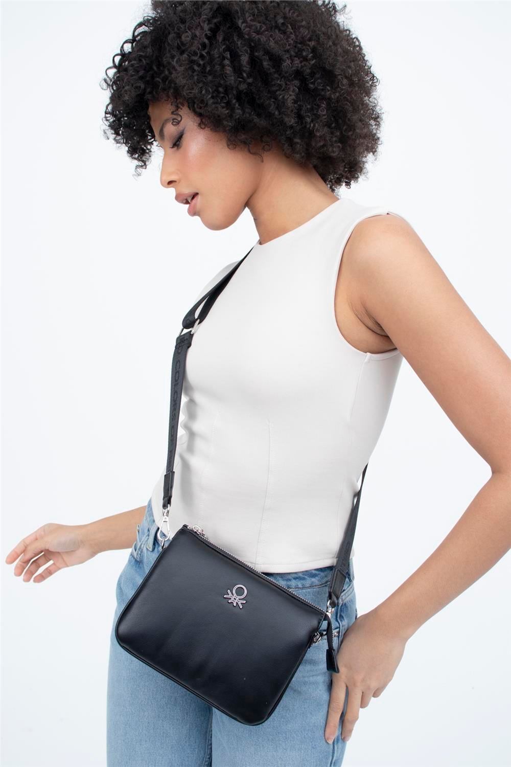 Benetton Siyah  Kadın Nappa Çapraz Çanta BNT 1270
