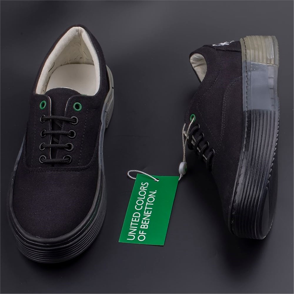 Benetton Siyah Kadın Renkli Taban Kot Ayakkabı BN-30696