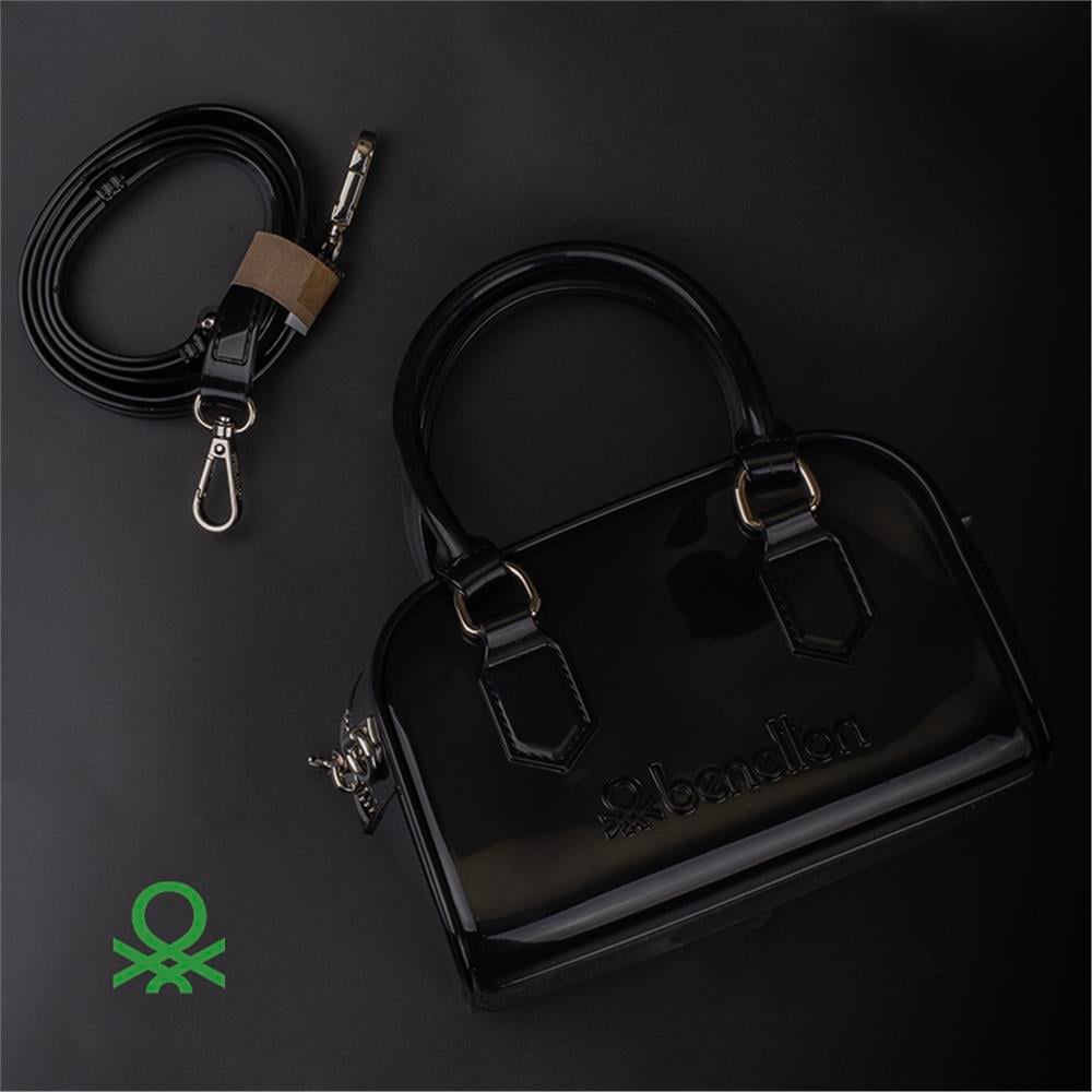 Benetton Siyah  Melissa Mini Boy Kadın El Çantası BNT 1169