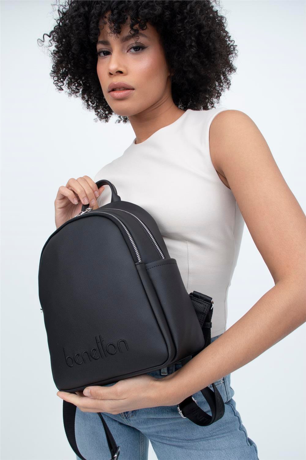 Benetton Siyah  Nano Kadın Sırt Çantası BNT 1344