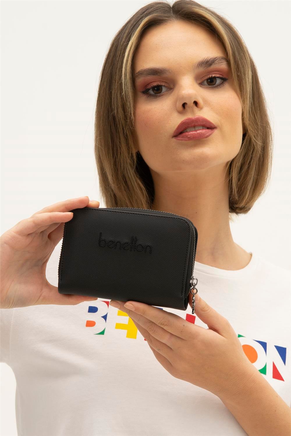Benetton Siyah  Nano Orta Boy Kadın Cüzdan BNT 1303
