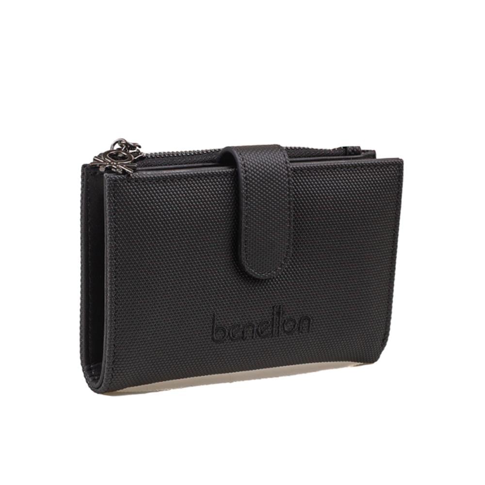 Benetton Siyah  Nano Orta Boy Kartlık Kadın Cüzdan BNT 1300